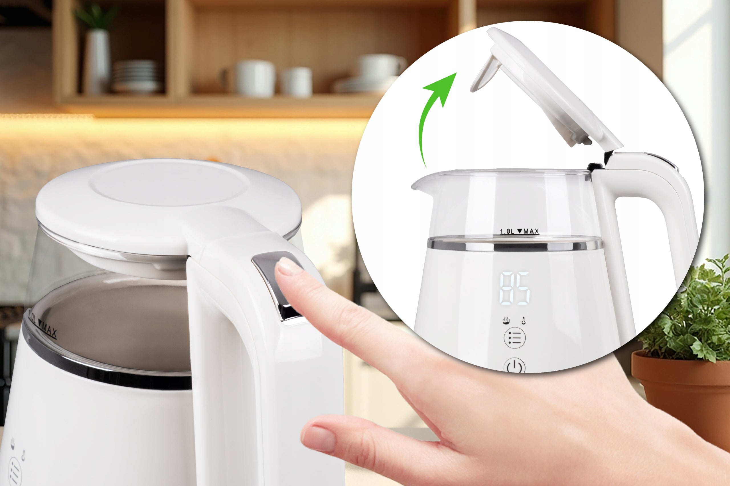 Wireless kettle with temperature control C505B Eldom 1100W 1L filter Manufacturer code C505B