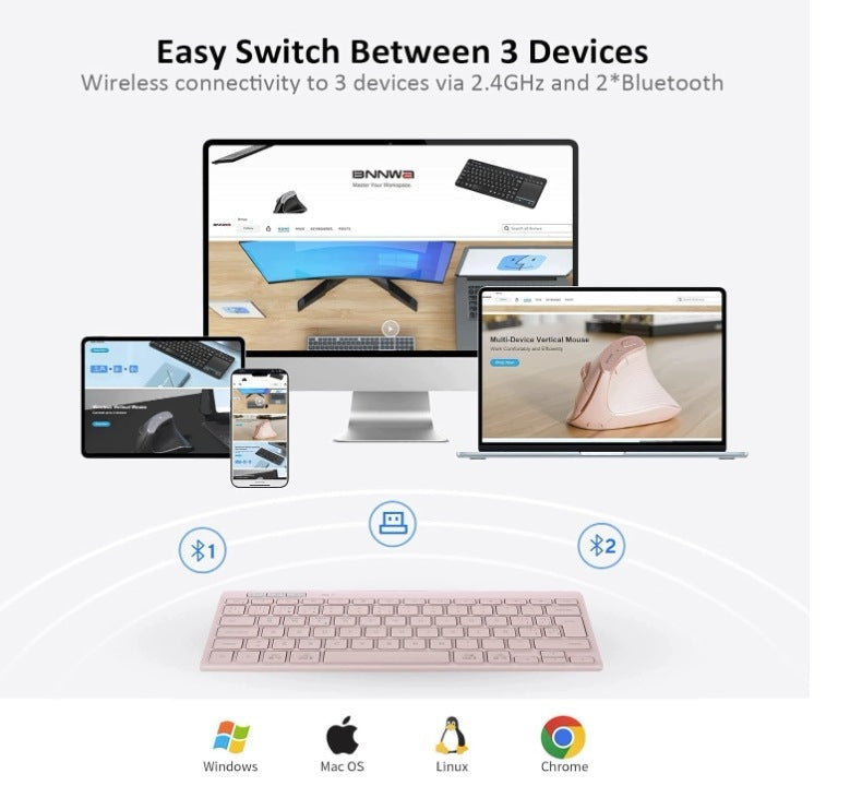 Wireless keyboard AZERTY Bluetooth 2.4 GHz pink Manufacturer code 5904133267291