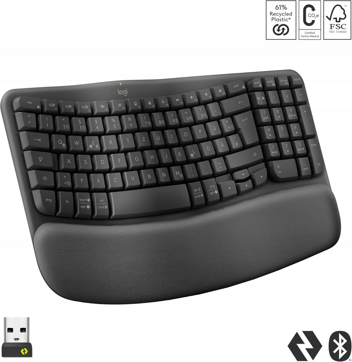 Wireless keyboard LOGITECH membrane Wave Keys QWERTZ DE Manufacturer Logitech
