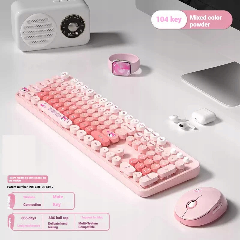 Wireless keyboard and mouse set for women MOFII - light pink