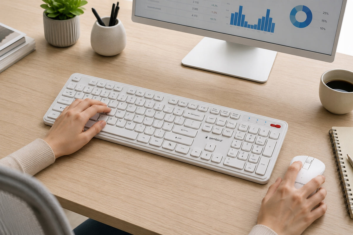 Wireless keyboard set mouse Slim QWERTY 2.4G white Manufacturer code KBS-WPS-01-W