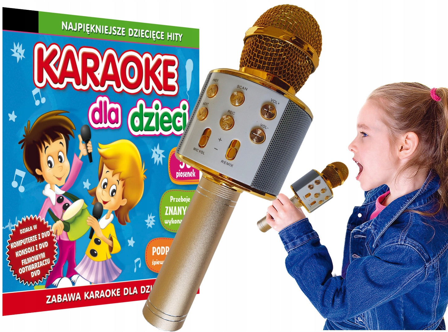 Wireless microphone + 50 Polish songs for children + carols FREEBIE