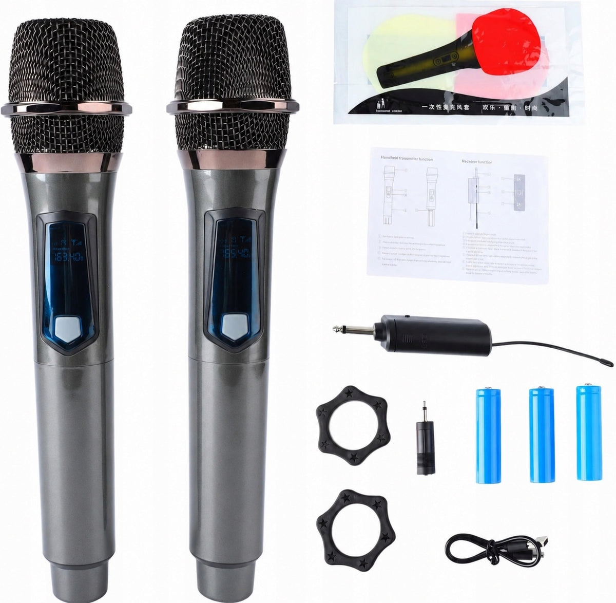 Wireless microphone set VHF AKAI AMD-300 dynamic 2 pcs. 30 m