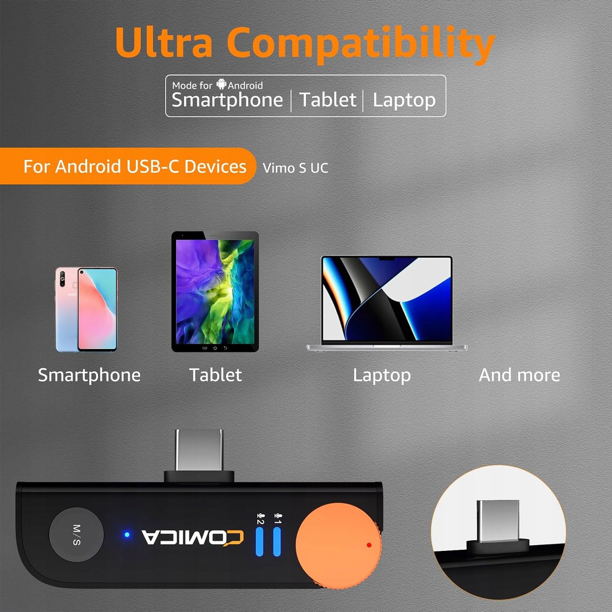 Wireless microphones COMICA VIMO S UC + charging case Packaging status original