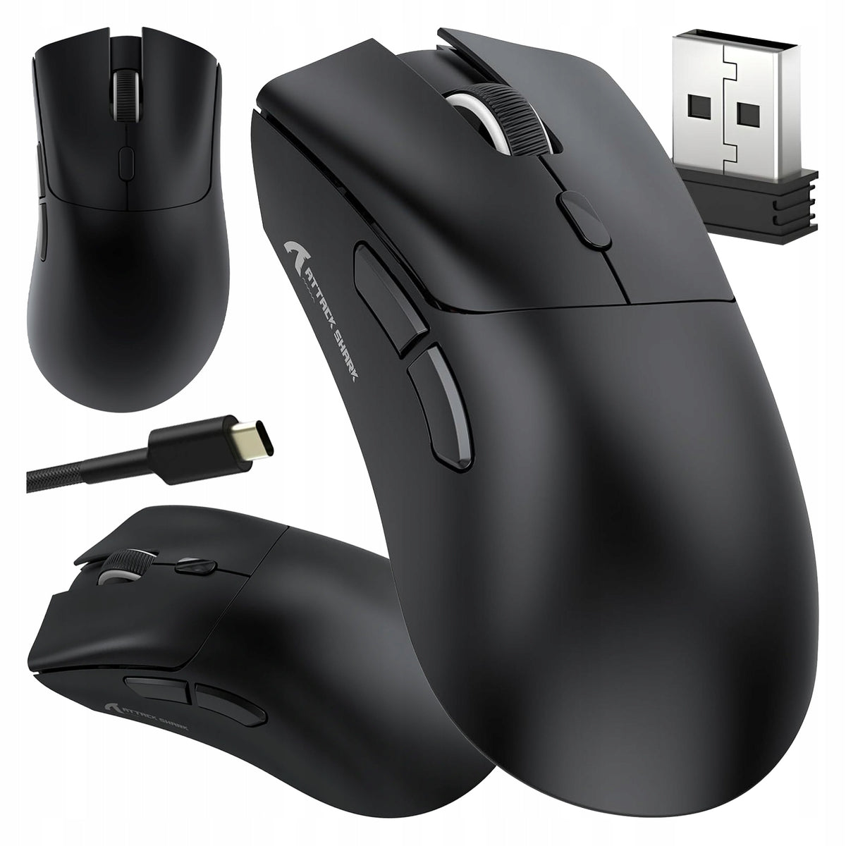 Wireless mouse ATTACK SHARK R1 black light 59g BT 2.4GHz USB 1000Hz