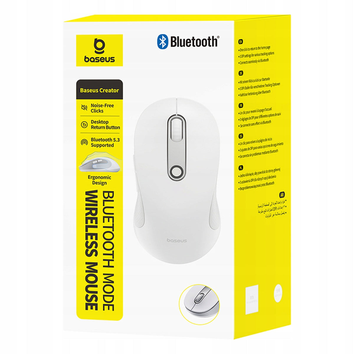 Wireless mouse Bluetooth F02 ergonomic, white version. Model F02
