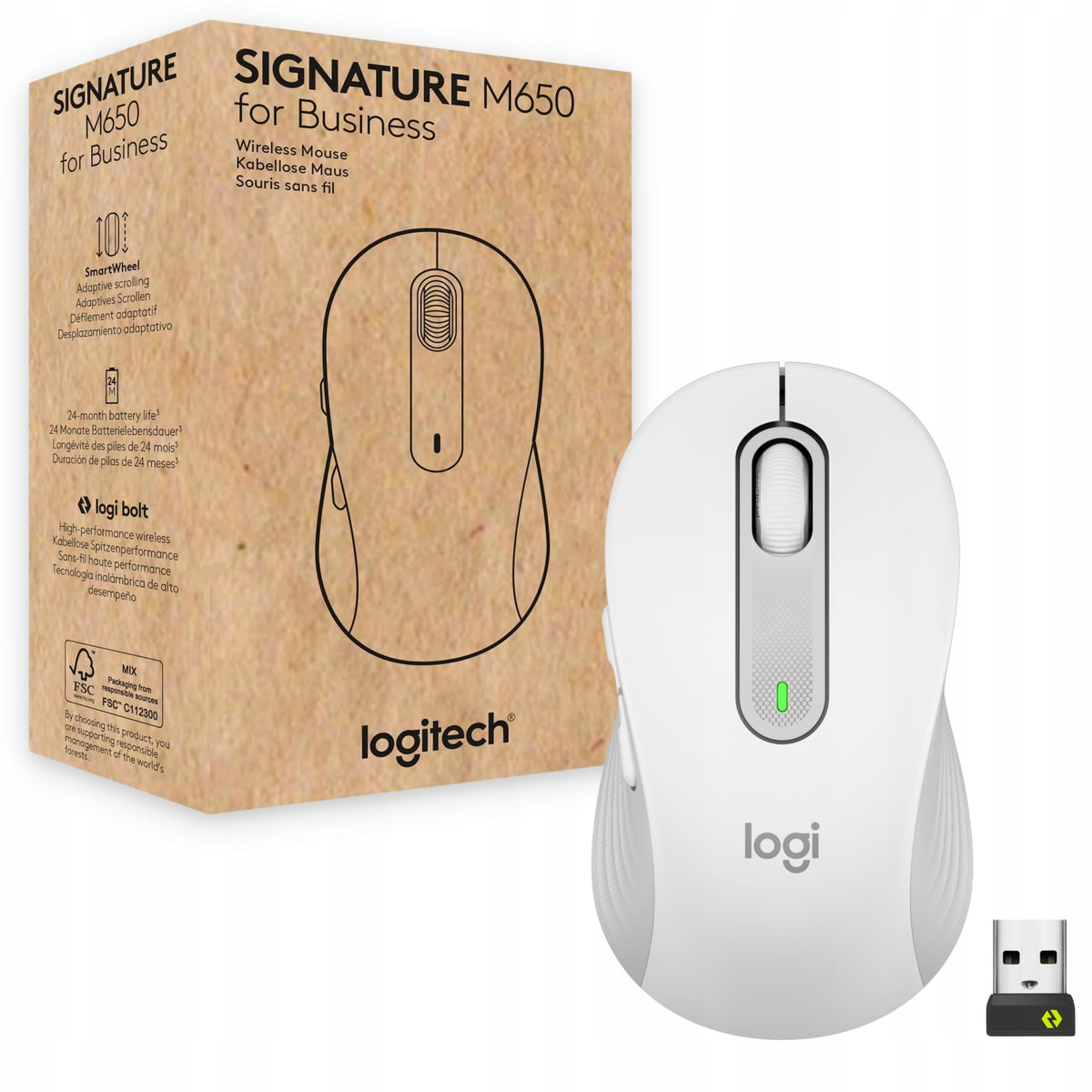 Wireless mouse LOGITECH Signature M650 for Business - Bluetooth + Bolt