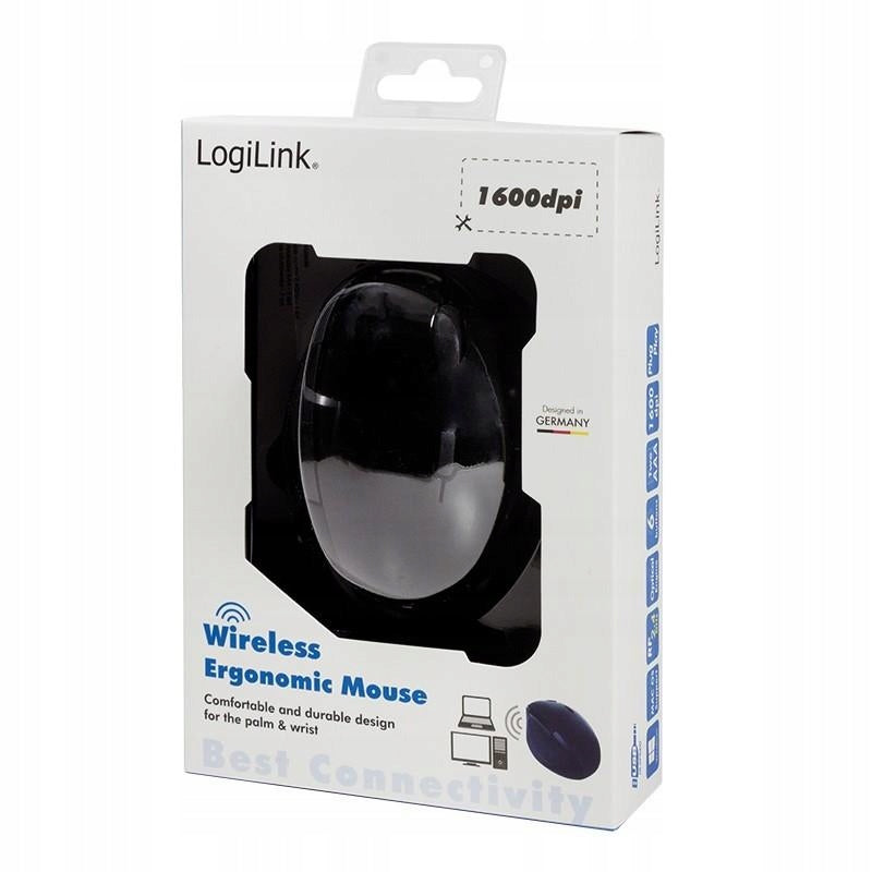 Wireless mouse LogiLink ID0139 2,4 GHz, ergonomic, black Packaging status original