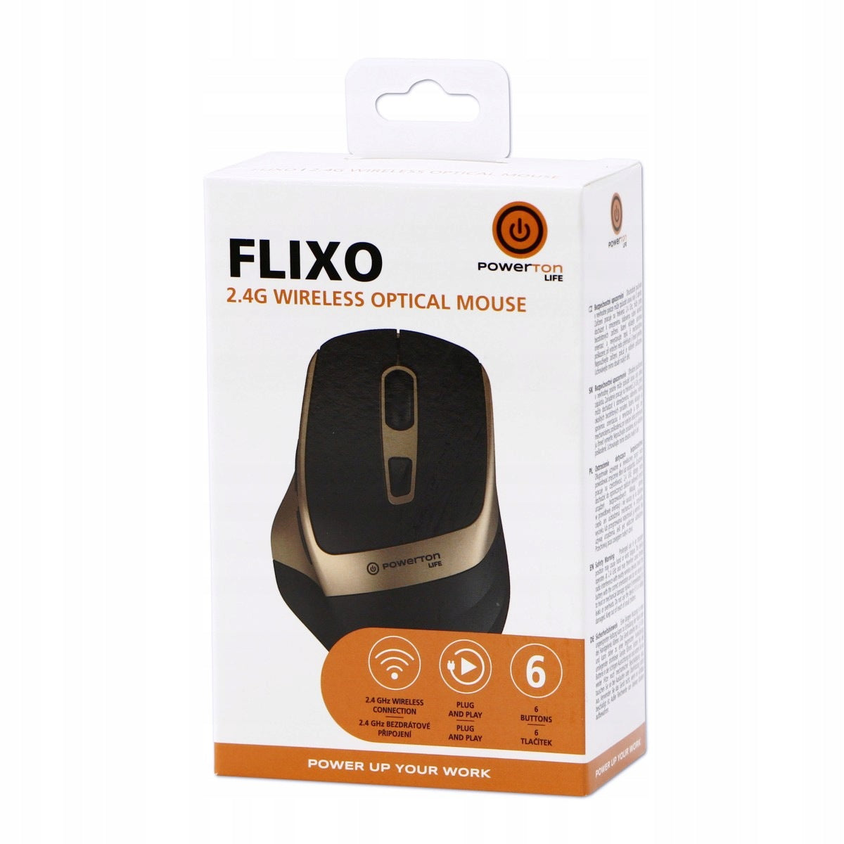 Wireless mouse Powerton LIFE FLIXO 1600DPI black and gold