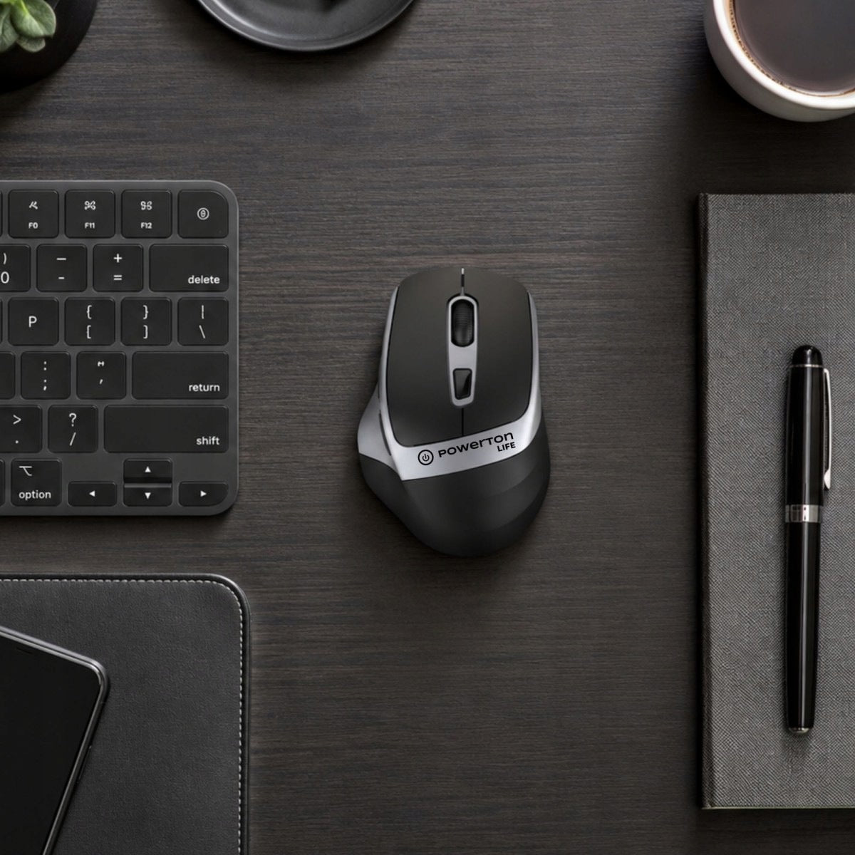 Wireless mouse Powerton LIFE FLIXO 1600DPI black and silver Manufacturer code WPM10SL