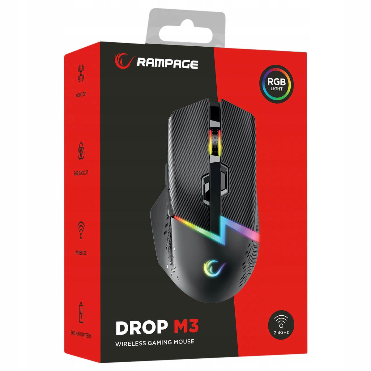 Wireless mouse Rampage DROPM3V2-BLACK DR Drop M3 V2 24000 DPI black Manufacturer code DROPM3V2-BLACK