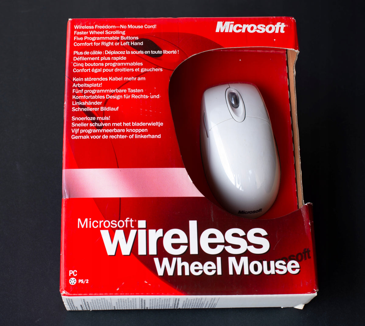 Wireless mouse, ball Microsoft Wireless Wheel Mouse unique description Color white