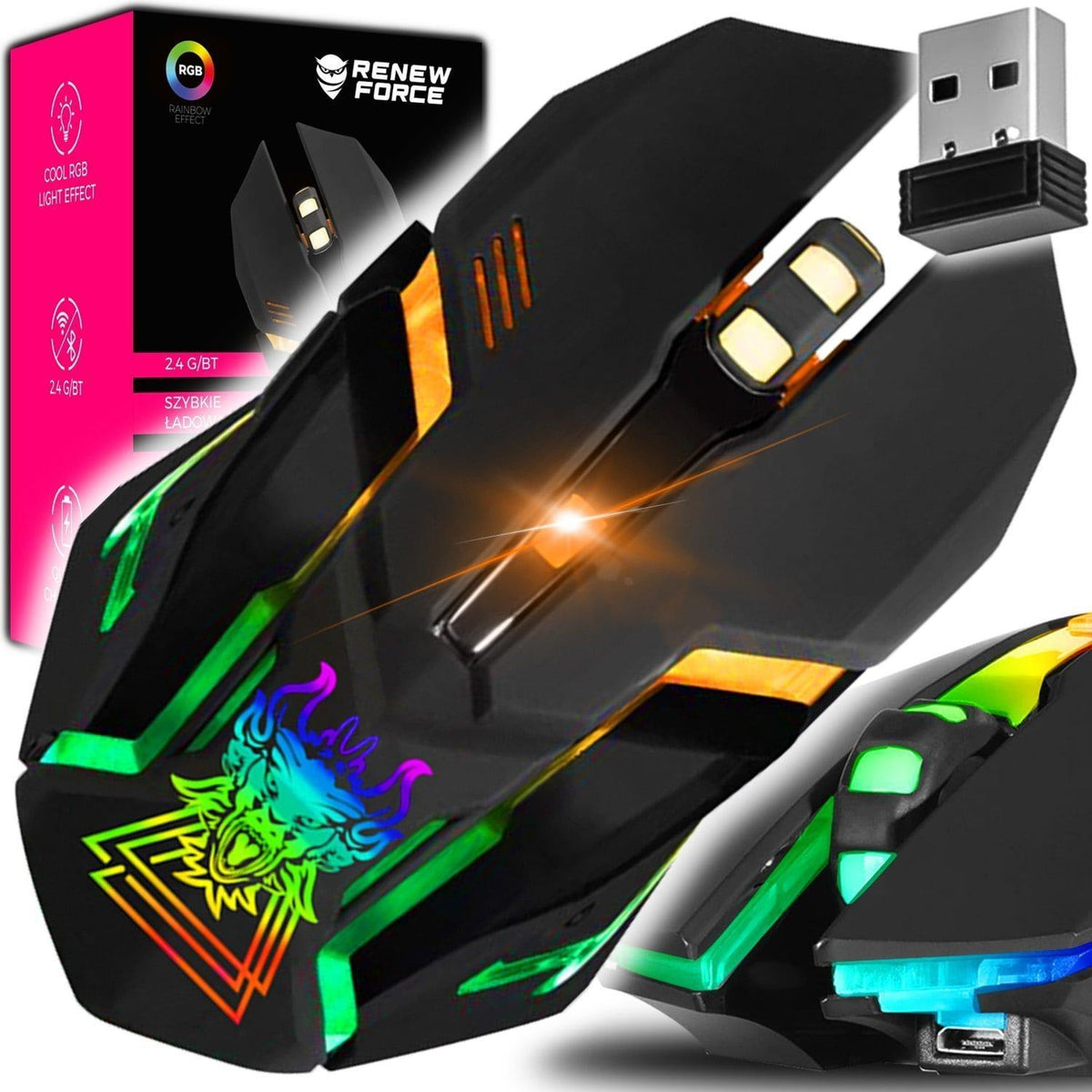 Wireless optical USB gaming mouse 3200DPI LED RGB