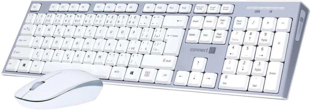 Wireless white keyboard and mouse Connect IT Combo (CKM-7510-EN)