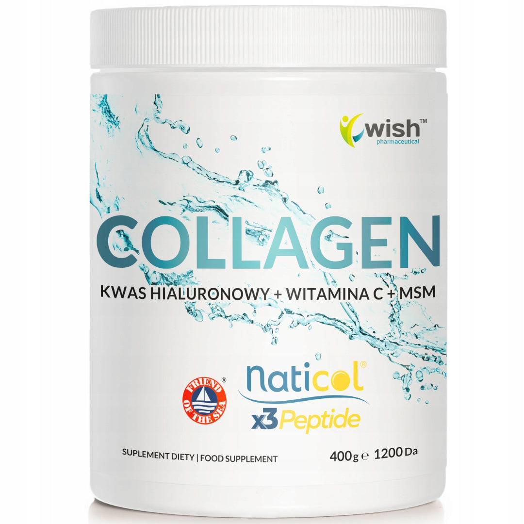 Wish Marine COLLAGEN 3 Drinking Peptides 10000mg Hair Joints HA MSM WitC 400g