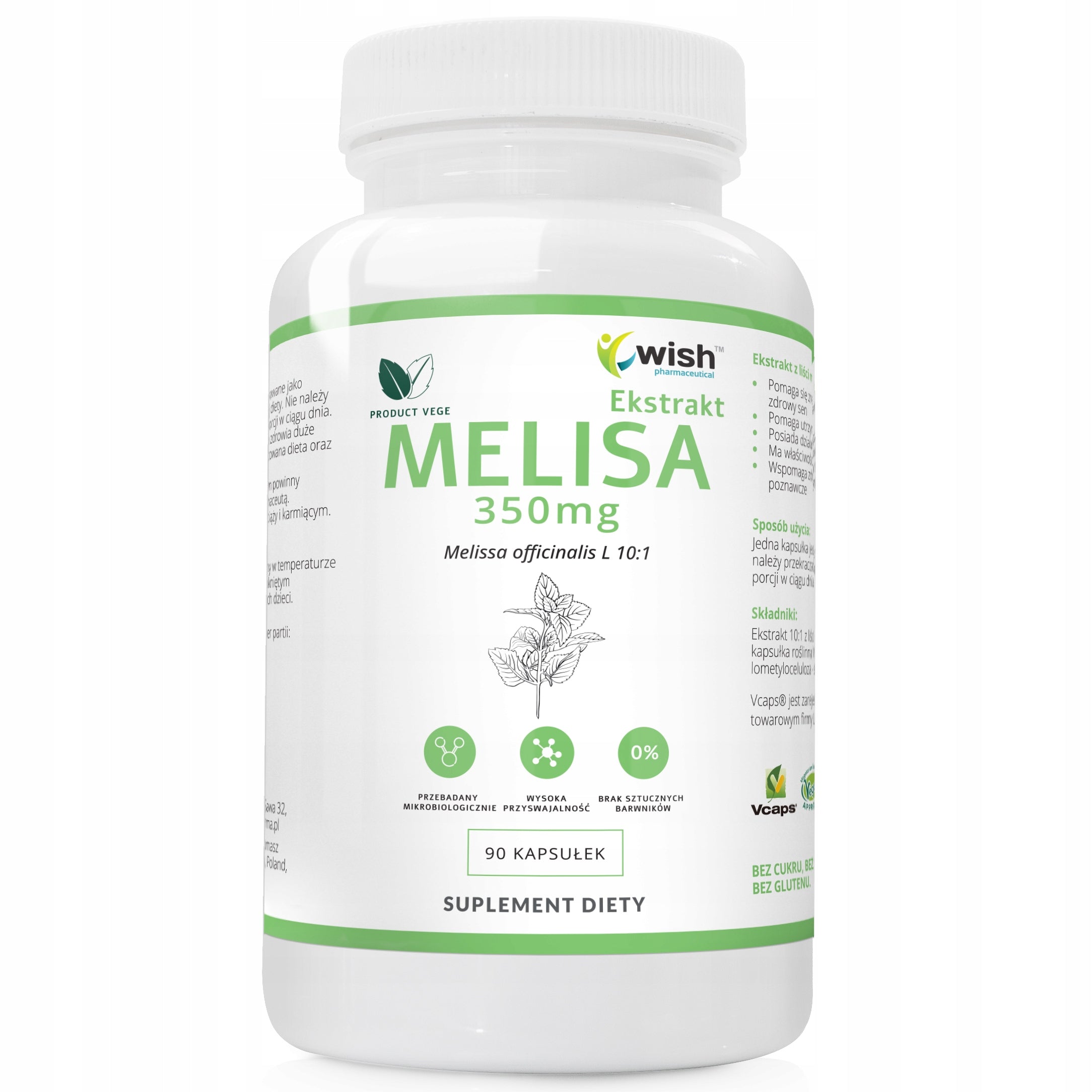 Wish Melissa 350mg Stress Healthy Sleep Nerves 90 capsules