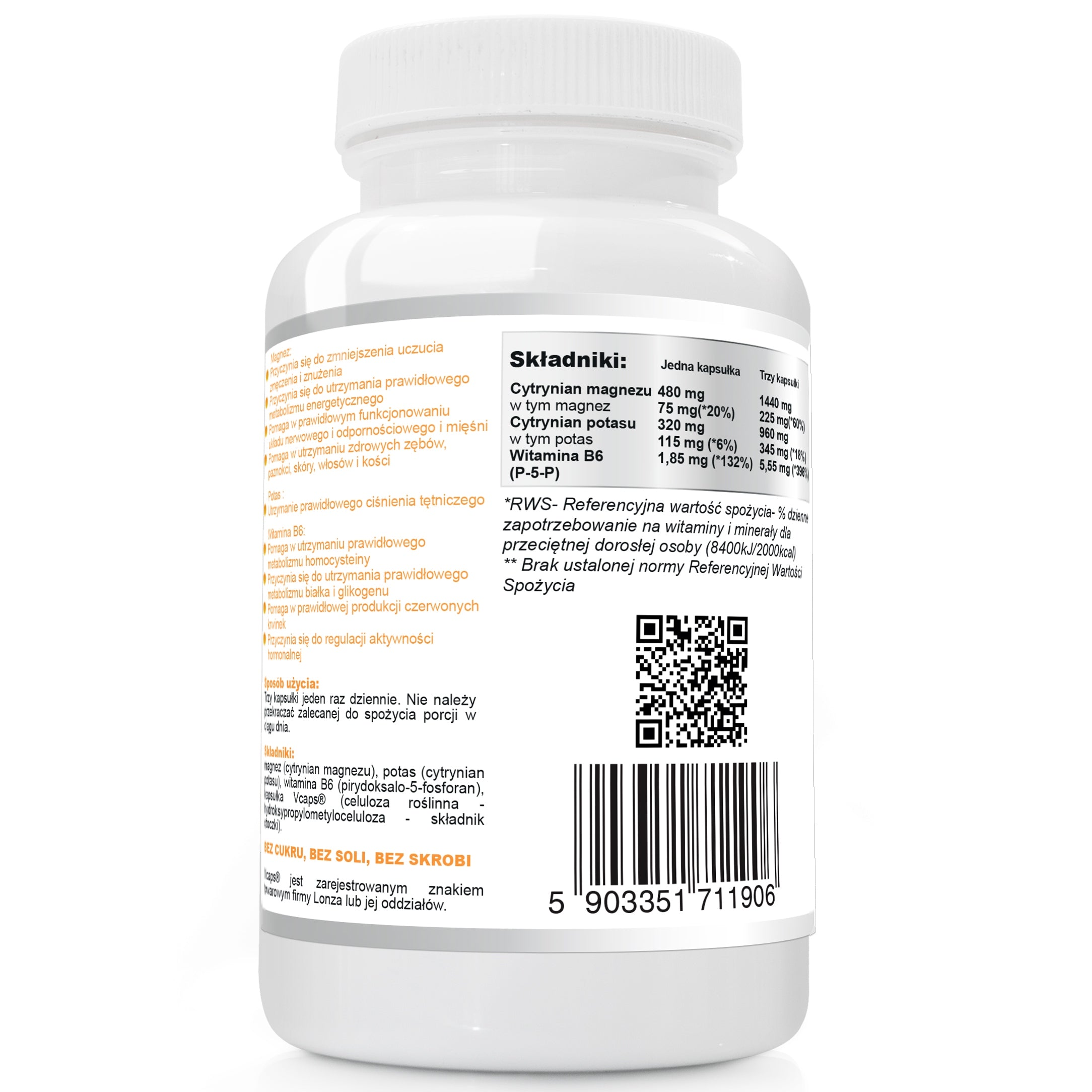 Wish Mg+K+Vit B6 Magnesium + Potassium + Vitamin B6 120 capsules vege EAN (GTIN) 5903351711906