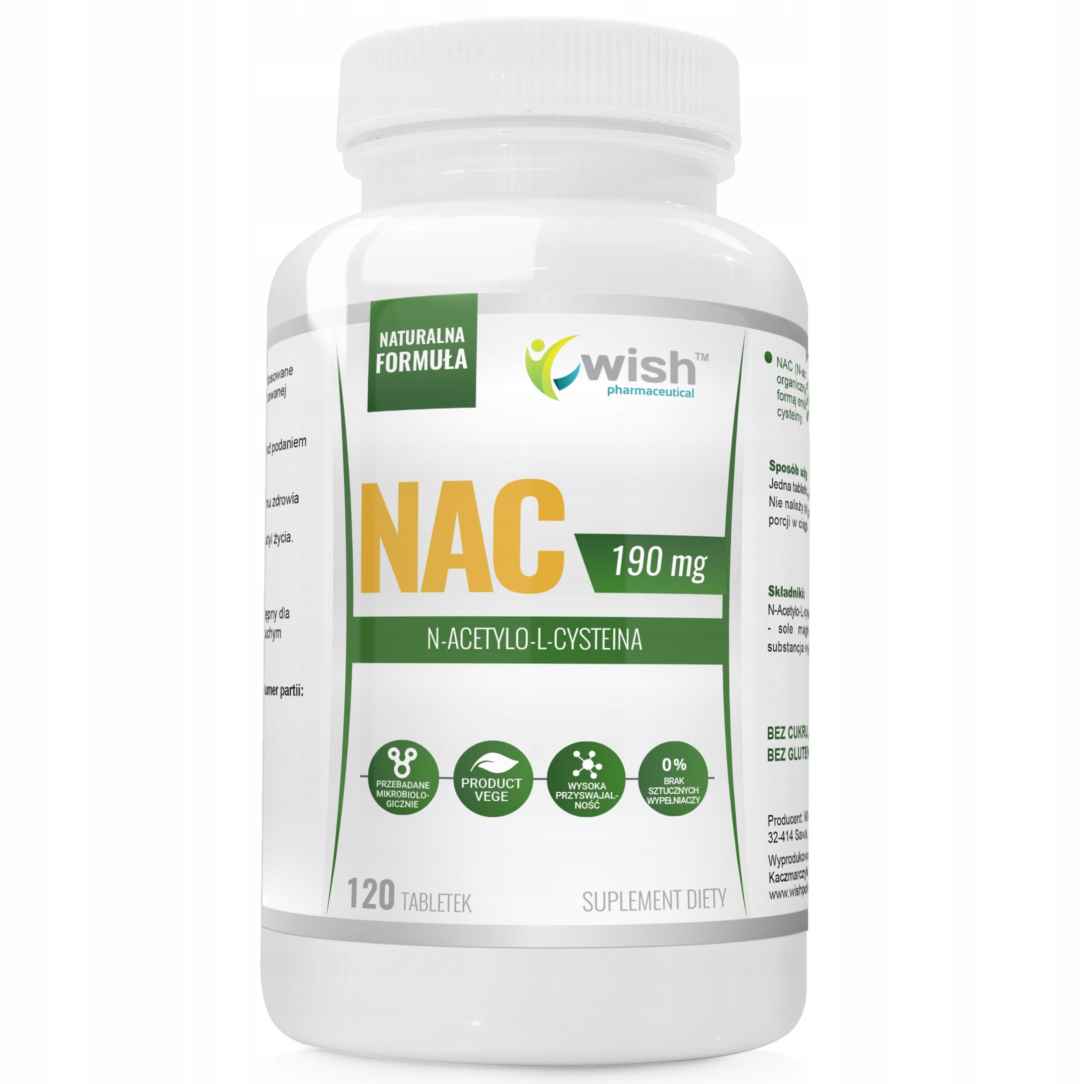 Wish NAC N-acetylcysteine 190mg 120tablets