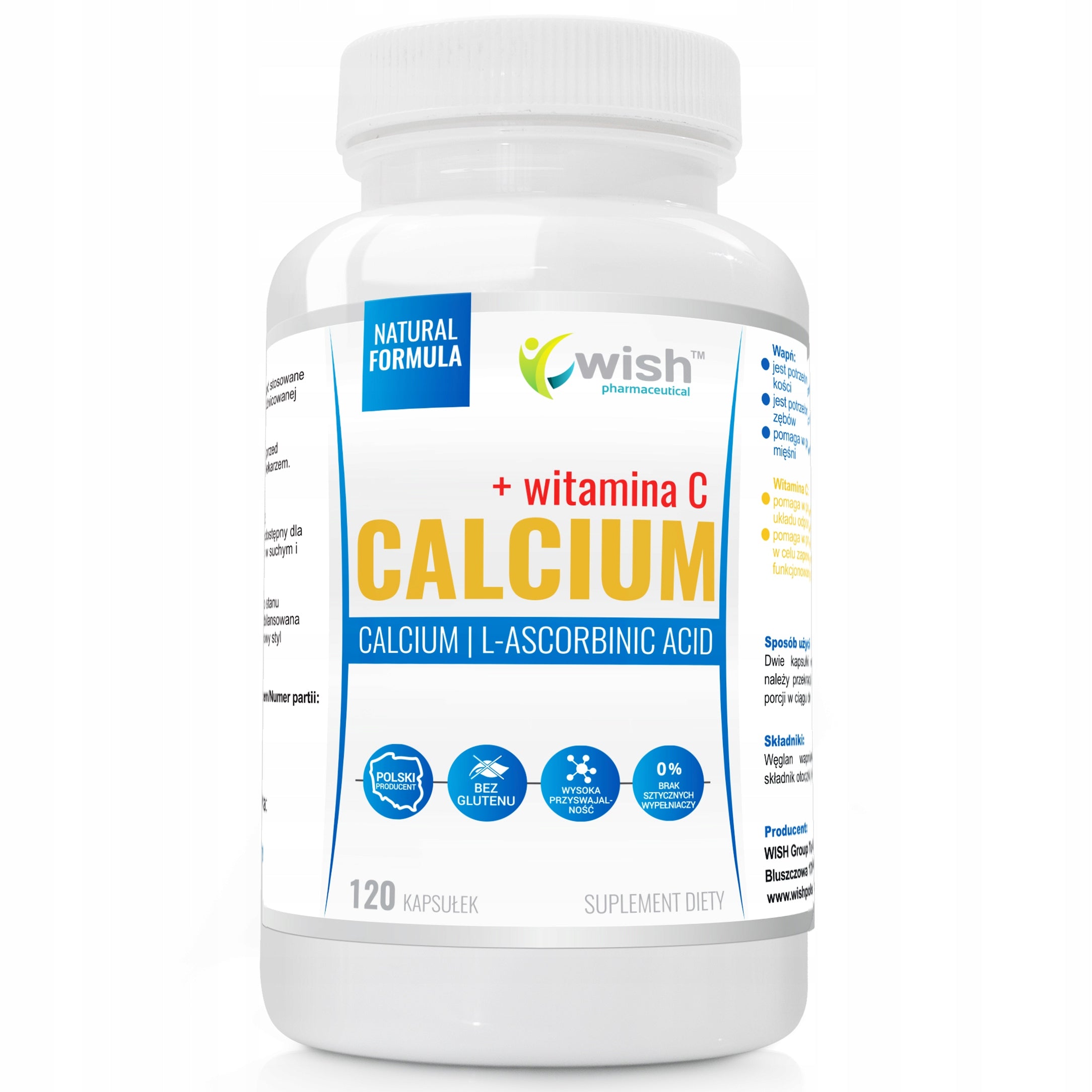 Wish Pharmaceutical Calcium 400mg+ Vitamin C capsules 120 pcs