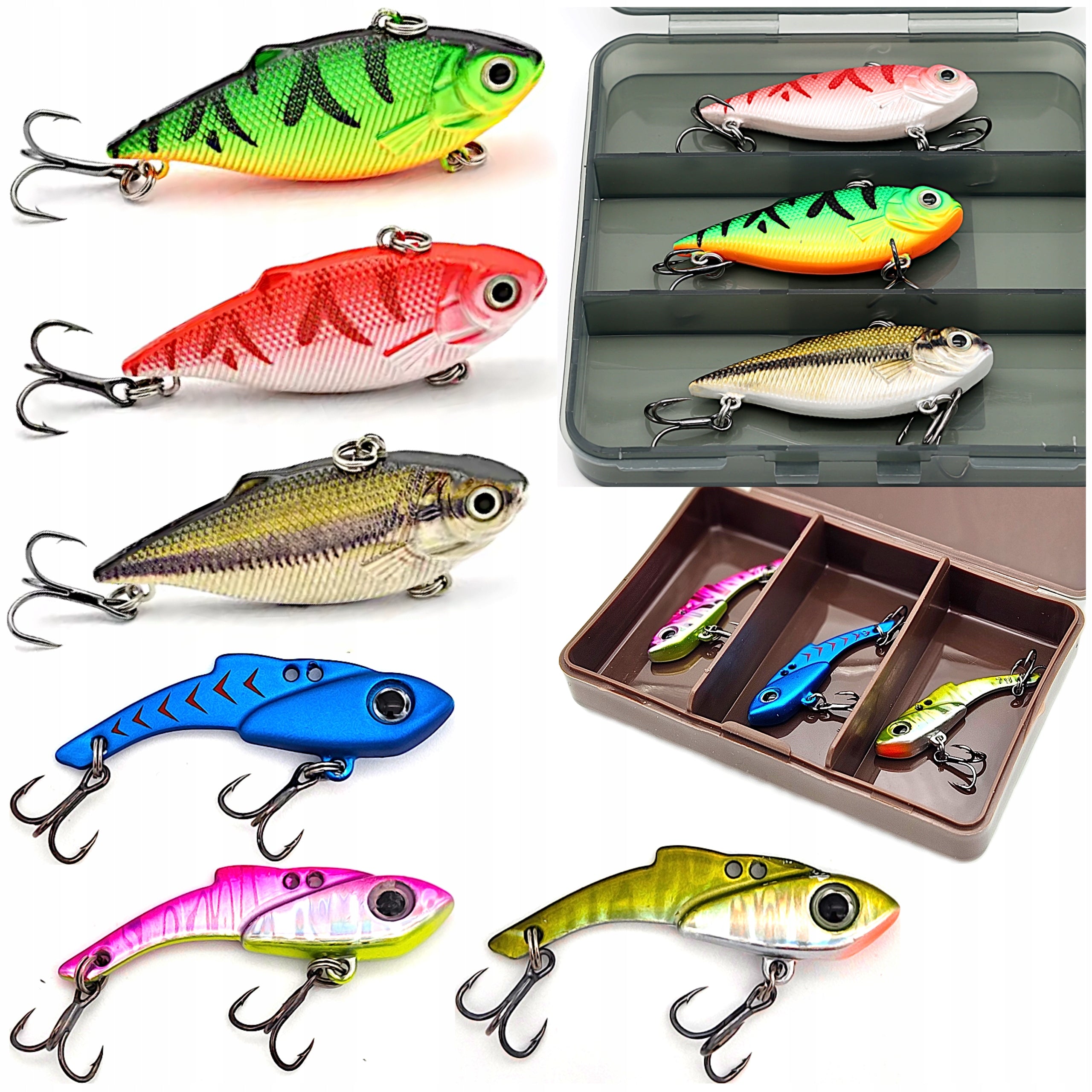 Wobbler for Trout Perch Bolenia 7cm + Spinners 5cm Lures Set VIB 6pcs