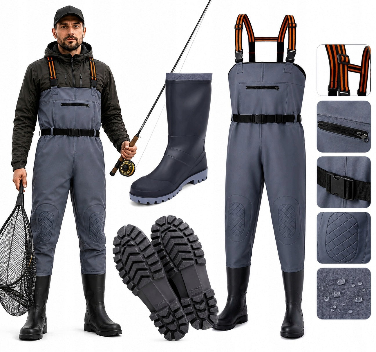 Wodery Bottoms Fishing Pants Rubber Fishing Working Protective 44