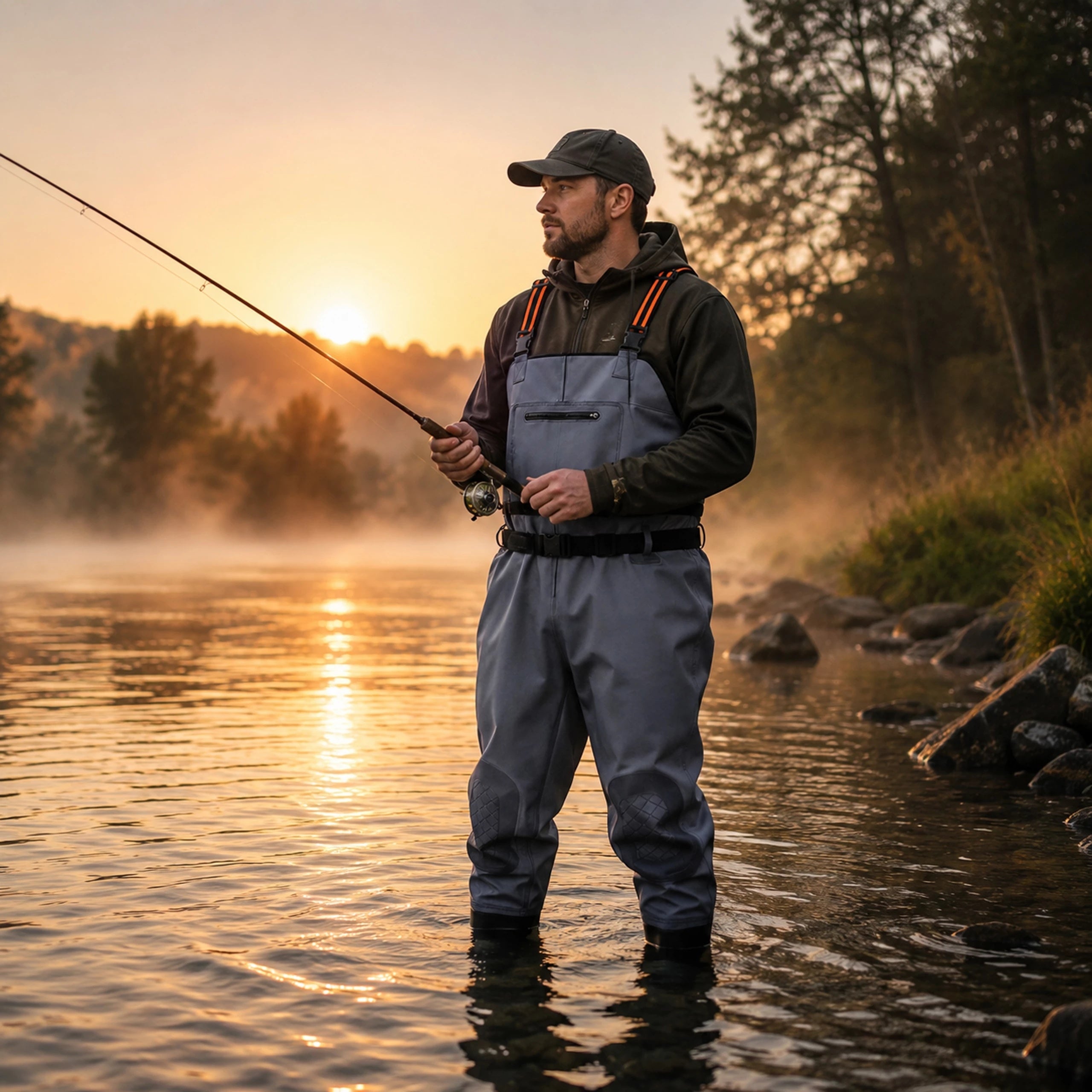 Wodery Bottoms Fishing Pants Rubber Fishing Working Protective 45 Color gray