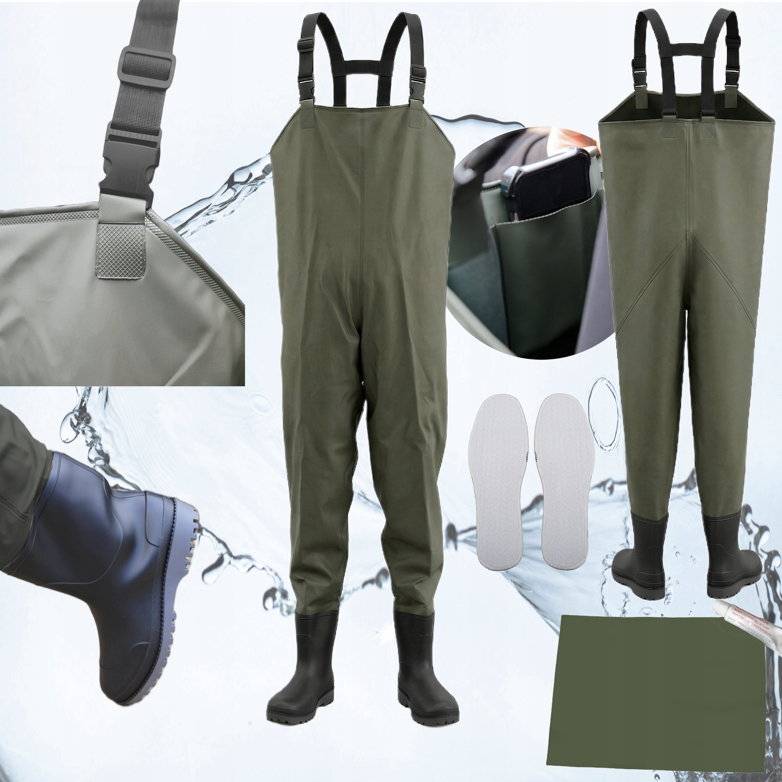 Wodery Fishing Bottoms PVC EU 0,7mm, strong + Harness + inserts - 42