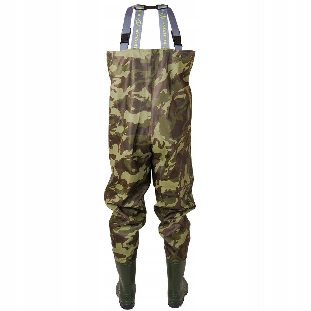 Wodery Fishing boots camo suspenders Pros Fisharp Camo 42 Color green