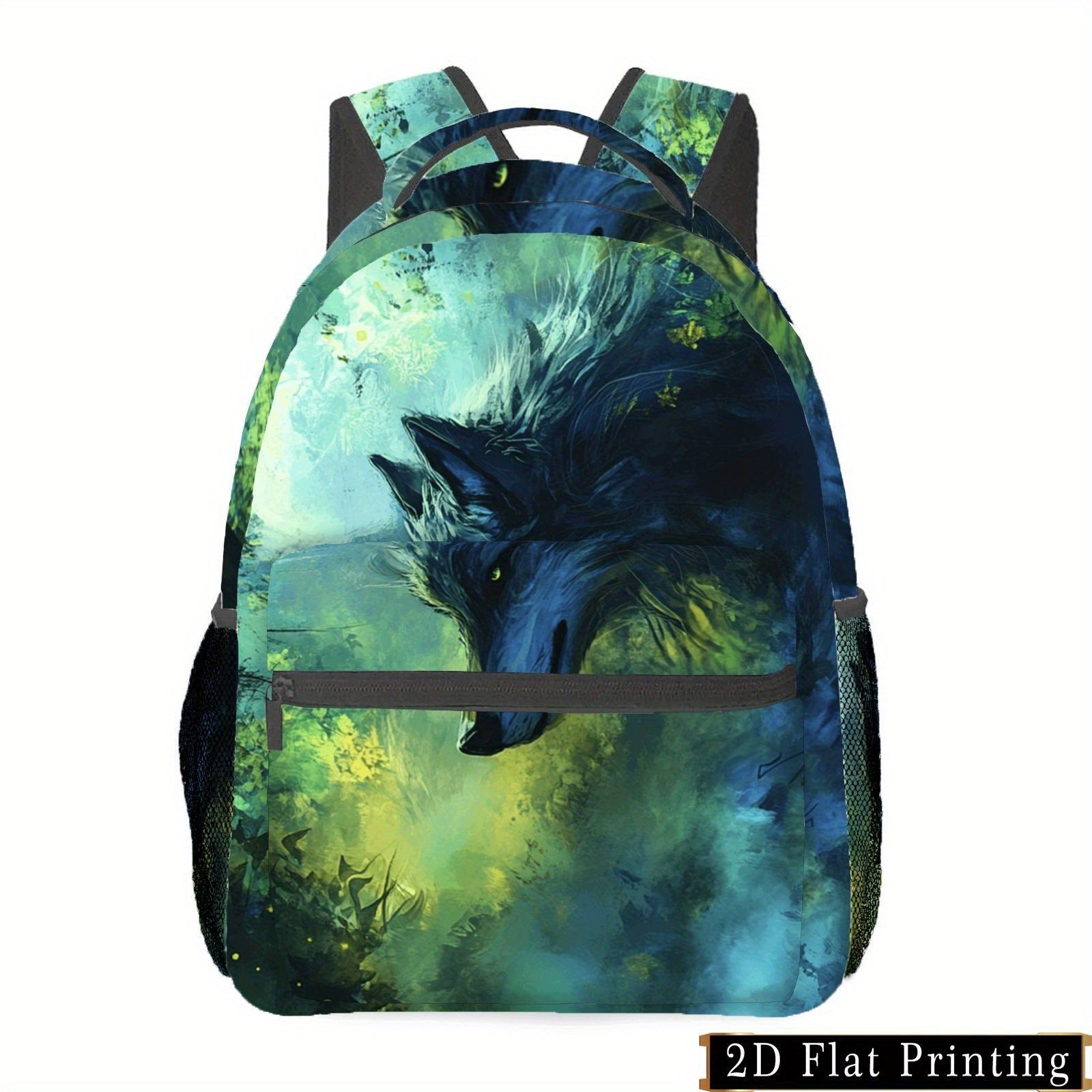 Wolf Head School Backpack with Multiple Compartments