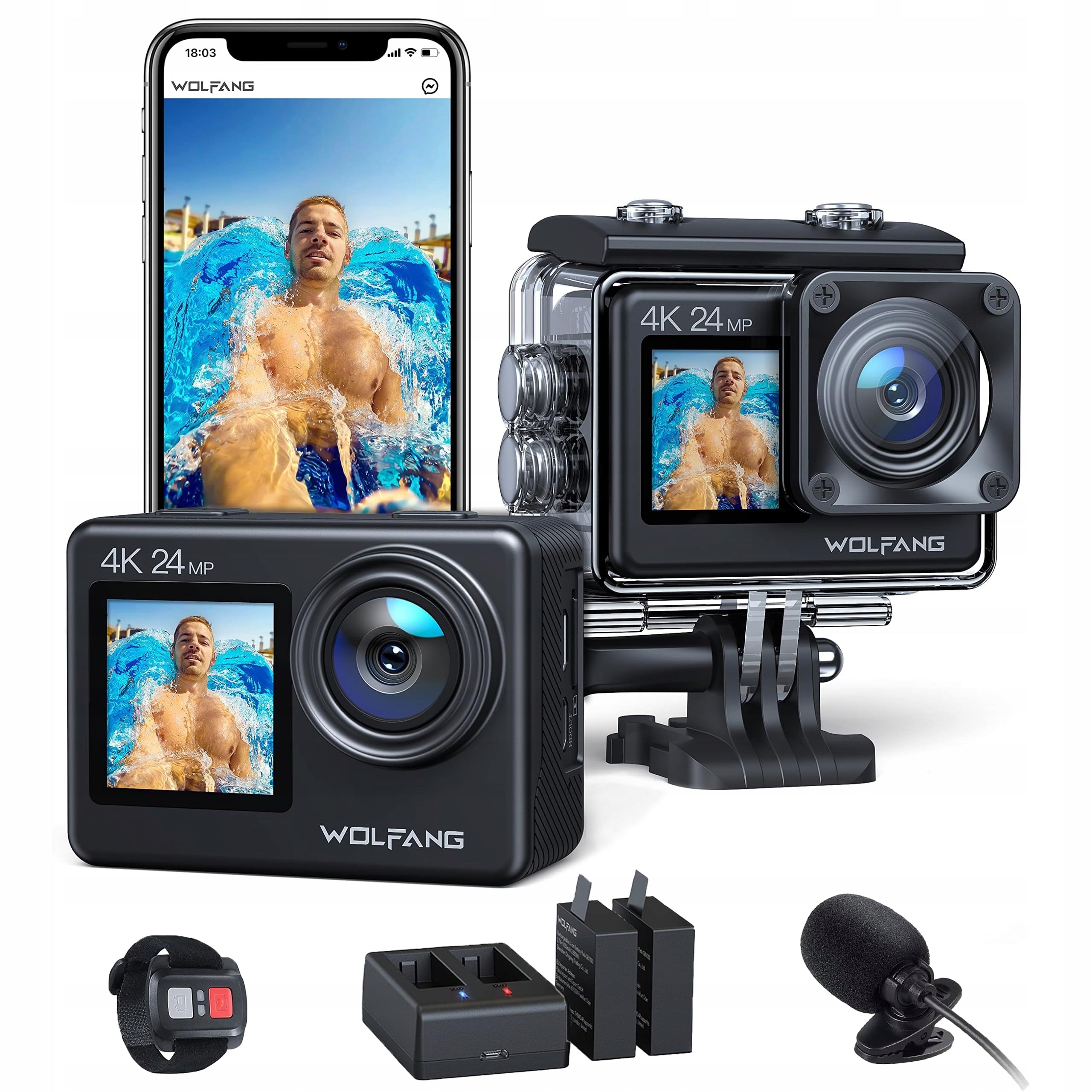 Wolfang GA200 Action Cam 4K 24MP underwater camera Brand no brand