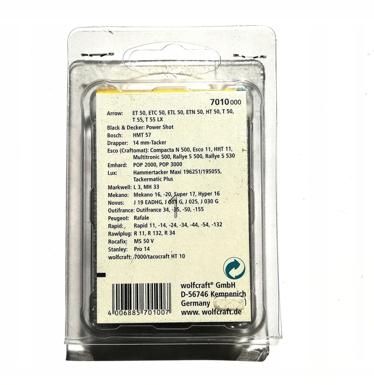 Wolfcrat Staples Type 050 6 mm 2000 pieces EAN (GTIN) 4006885701007