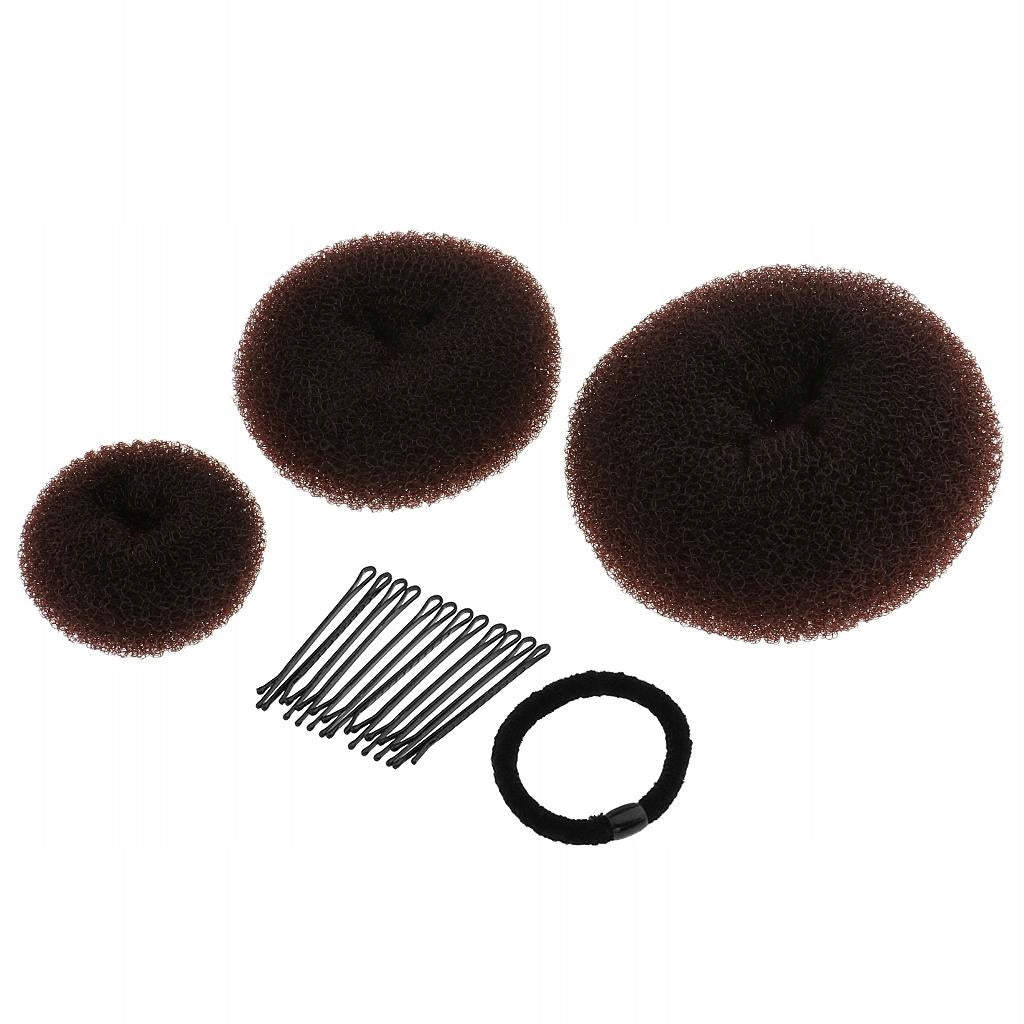 Women Hair Styling Bun Wraps Hair Clips Hairpins Hair Band Coffee