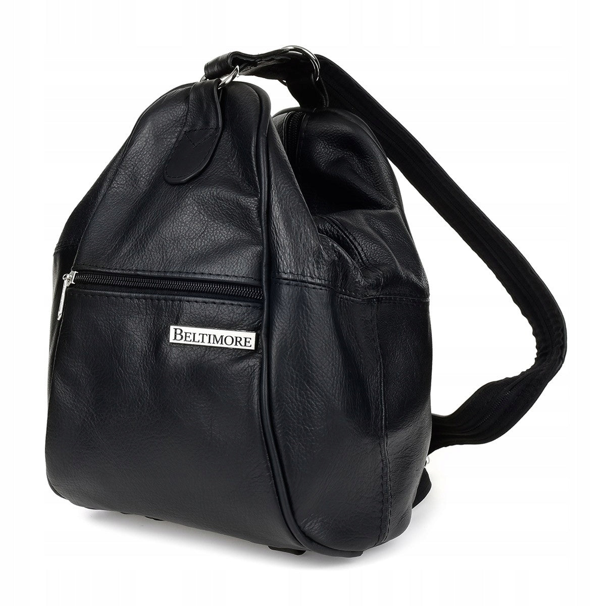 Women's Backpack 2in1 Beltimore 019 Leather Black Elegant One Shoulder