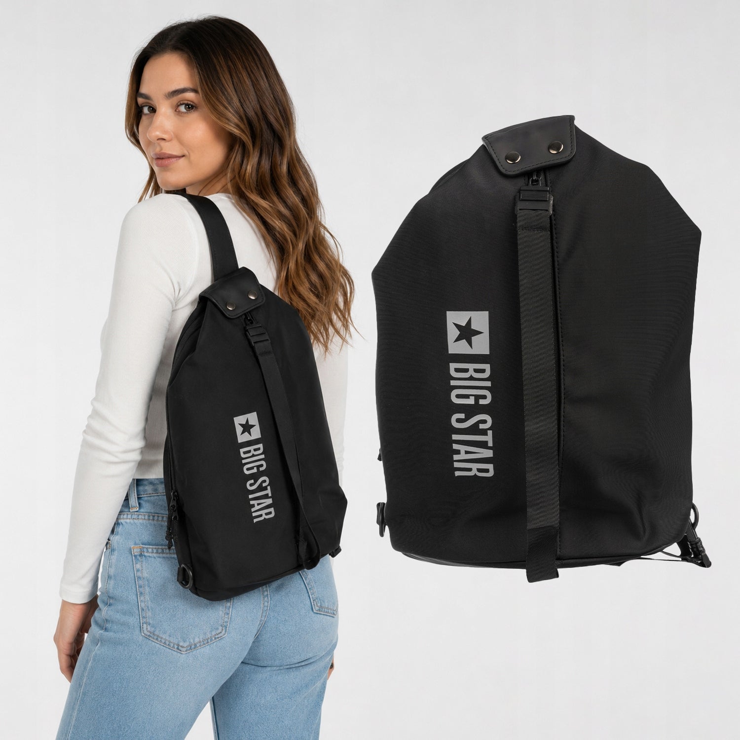 Women's Backpack BIG STAR Urban Sports Lightweight Shoulder Black GG574183