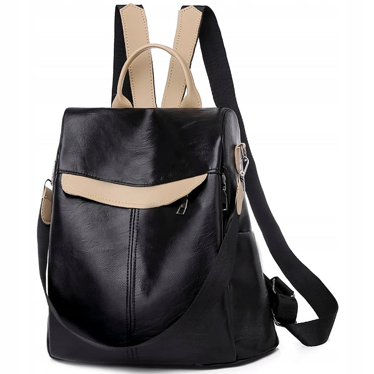 Women's Backpack BLACK Bag 2in1 School Backpack Eco Leather Gift Packaging status original