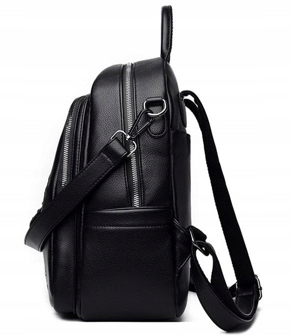 Women's Backpack BLACK Work Backpack Zipper Elegant Eco Leather Gift Brand Likado