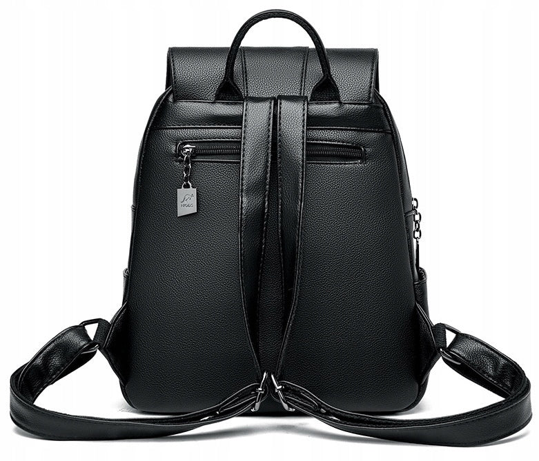 Women's Backpack, Backpack for Work, School, Elegant Eco Leather, Black Gift Brand Likado