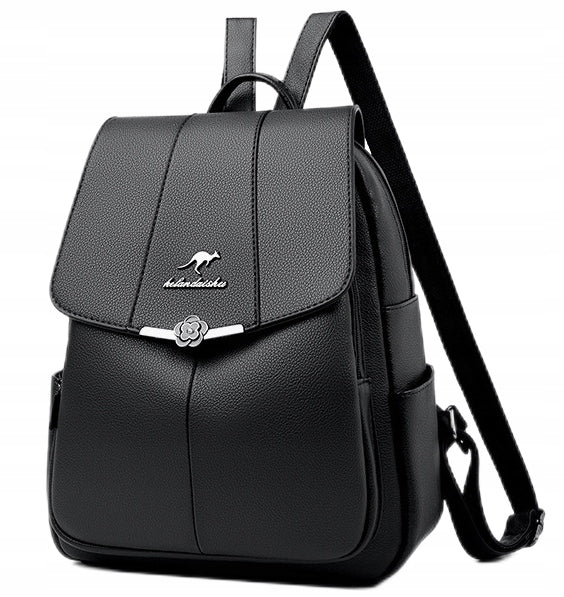 Women's Backpack, Backpack for Work, School, Elegant Eco Leather, Black Gift Packaging status original