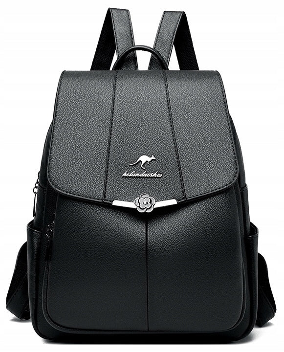 Women's Backpack, Backpack for Work, School, Elegant Eco Leather, Black Gift
