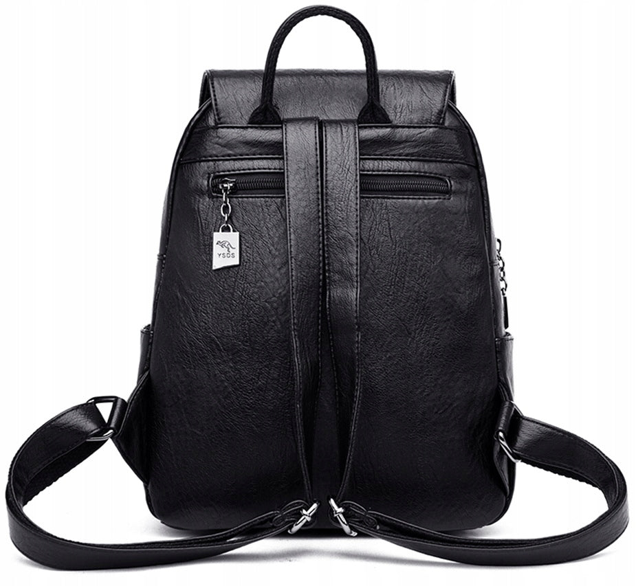 Women's Backpack Black School Work Backpack Elegant Eco Leather Gift Packaging status original