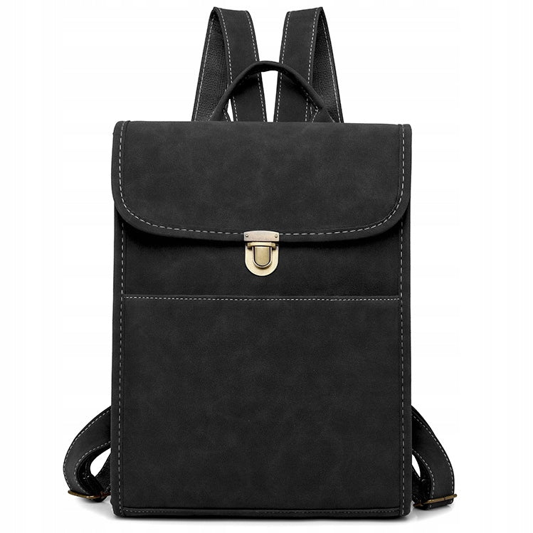 Women's Backpack Black Suede Padded A4 Spacious Gift for Women