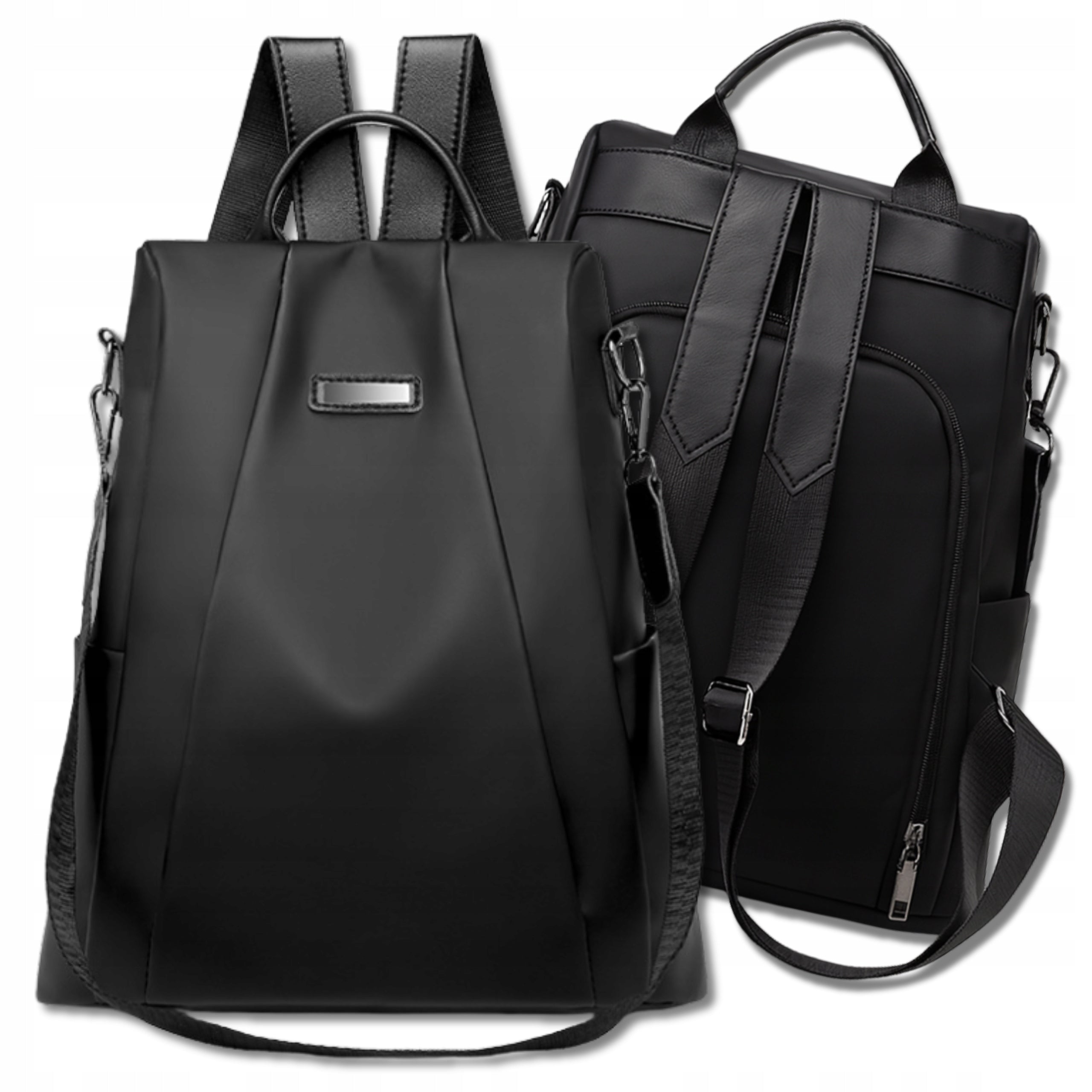 Women's Backpack Black Waterproof 2in1 Spacious City Shoulder Strap Bag Manufacturer code Plecak Miejski Damski Wodoodporny Pojemny
