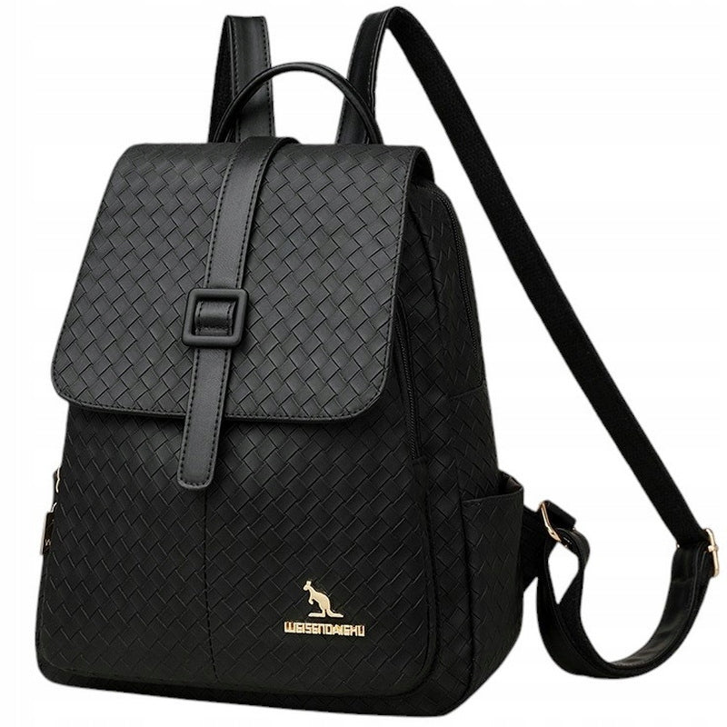 Women's Backpack Black Work Backpack Eco Leather Gift with Flap Braid Packaging status original