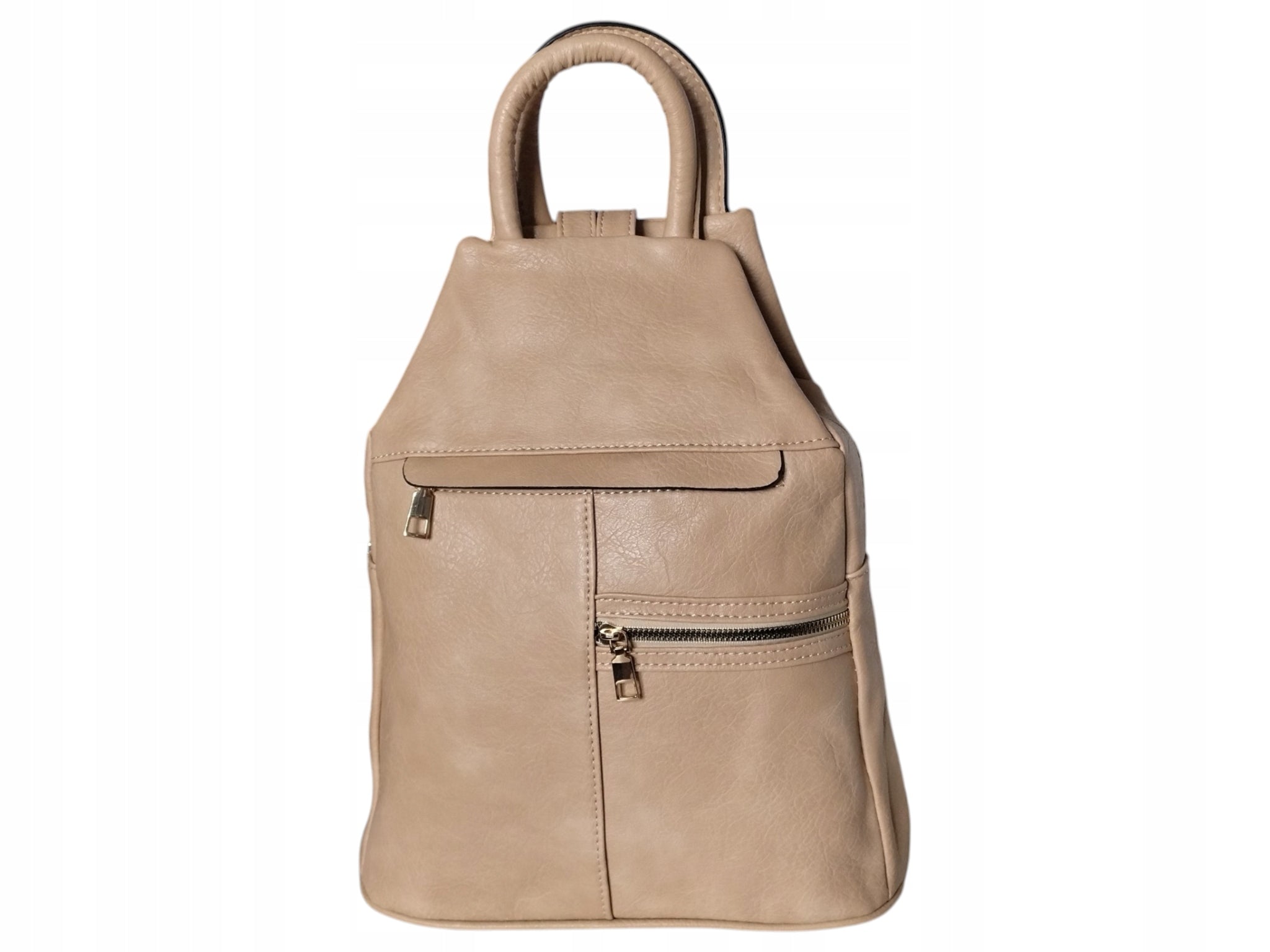 Women's Backpack, Eco Leather City Shoulder Bag in Beige, 5 Pockets Brand no brand