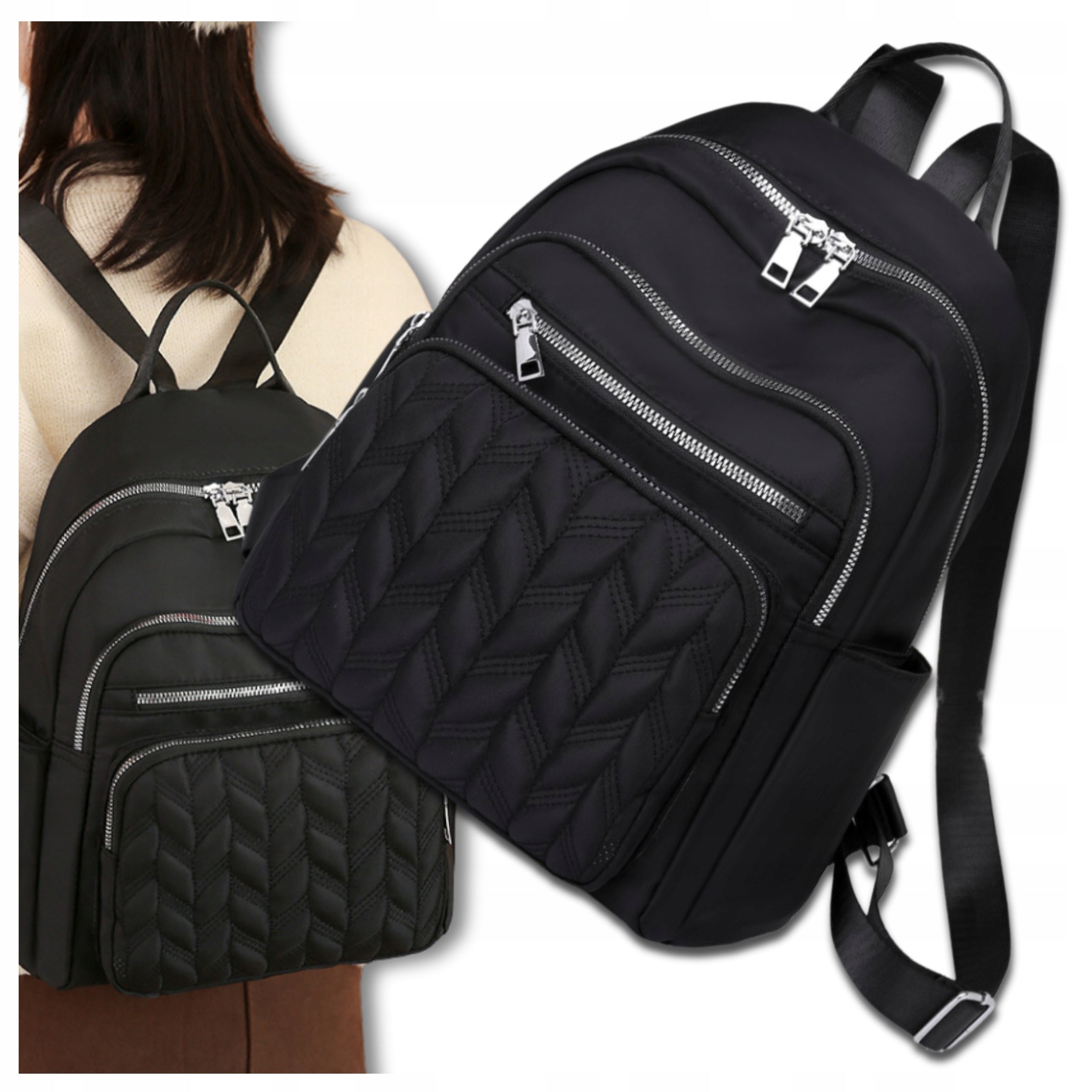 Women's Backpack Elegant Urban Shoulder Backpack Bag Black Quilted Packaging status original