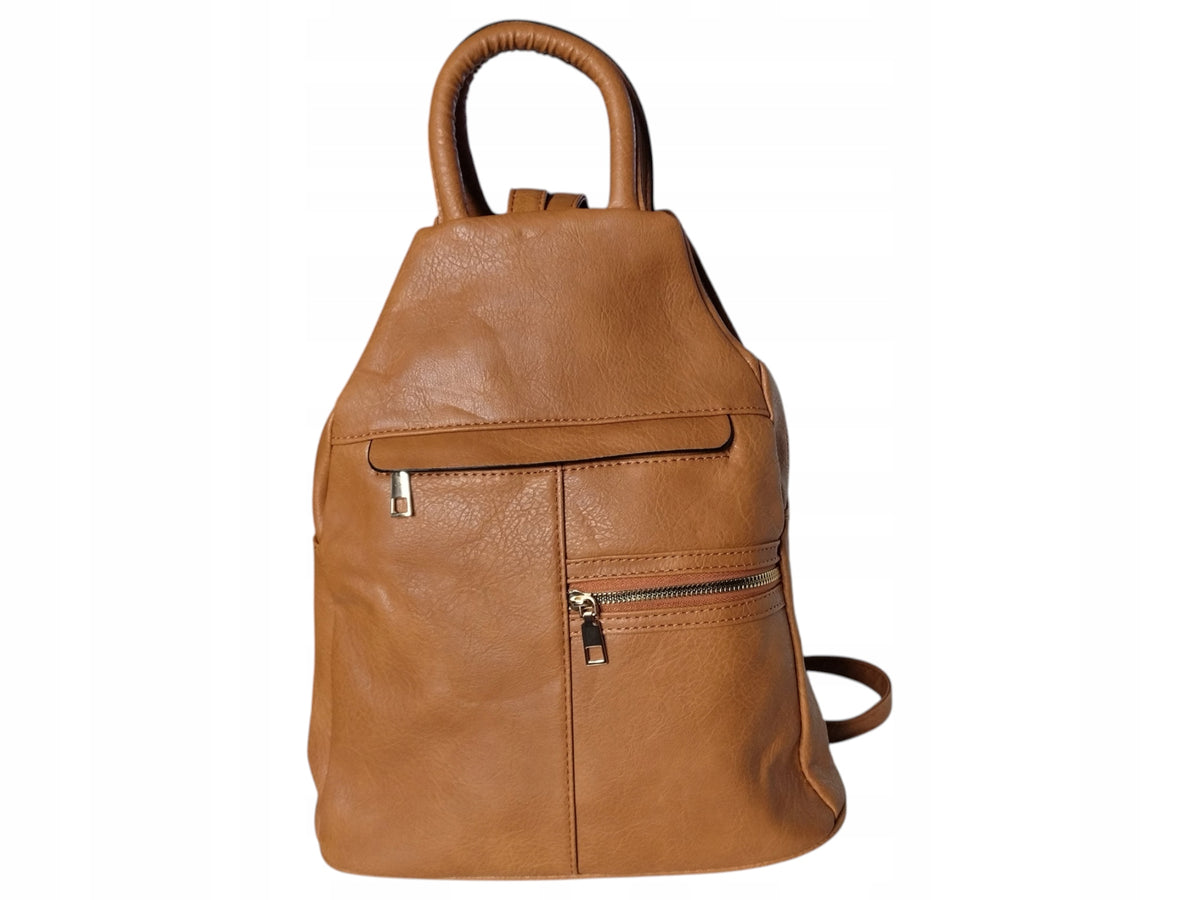 Women's Backpack, Fashionable Eco Leather City Shoulder Bag, Brown Brand no brand