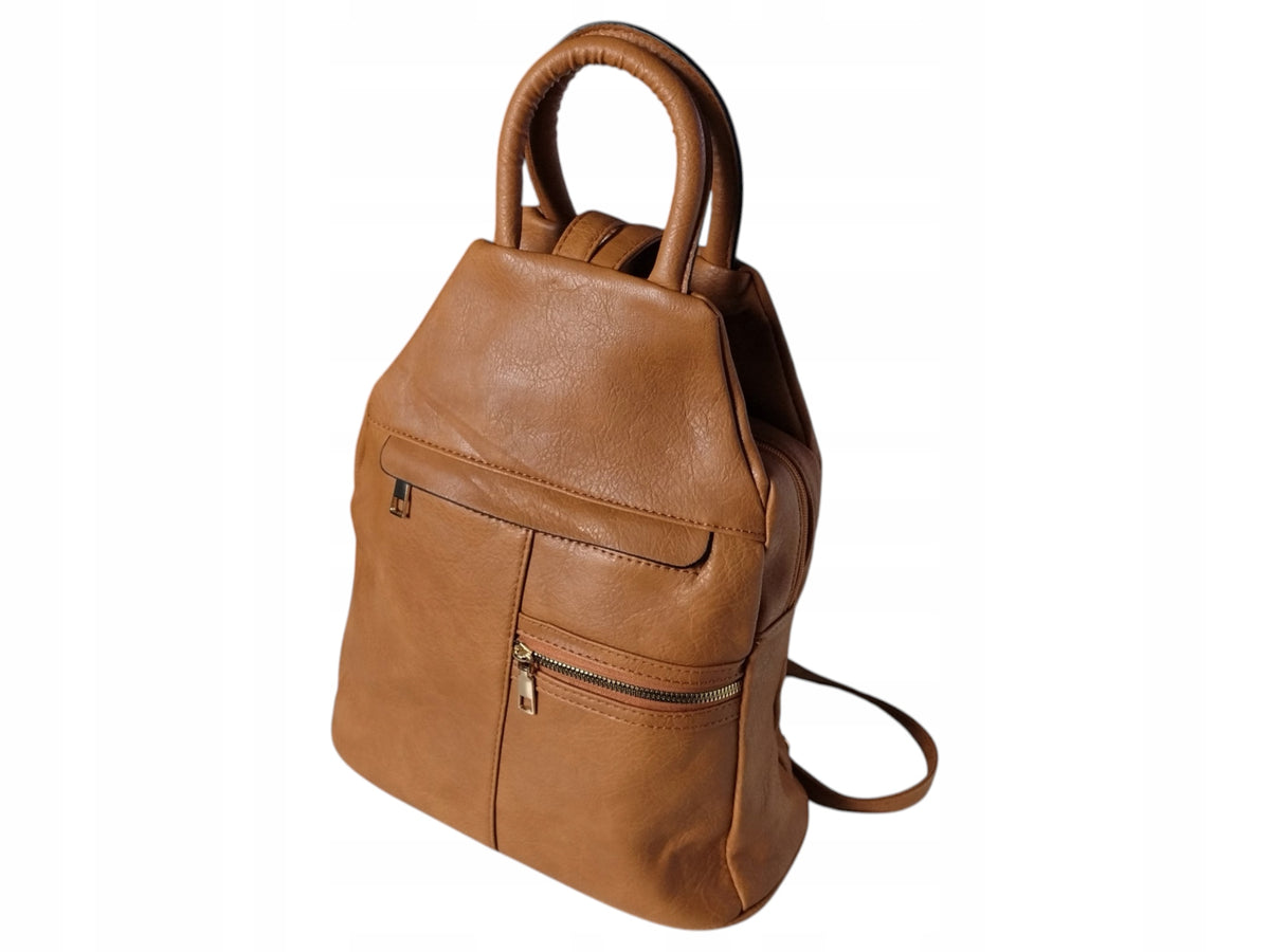 Women's Backpack, Fashionable Eco Leather City Shoulder Bag, Brown Packaging status original