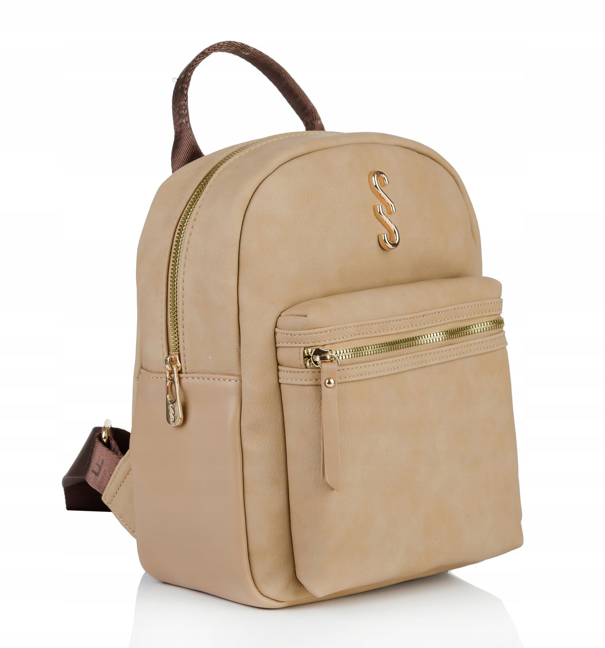 Women's Backpack Femestage Urban Logo Practical Stylish Urban Beige Brand Femestage