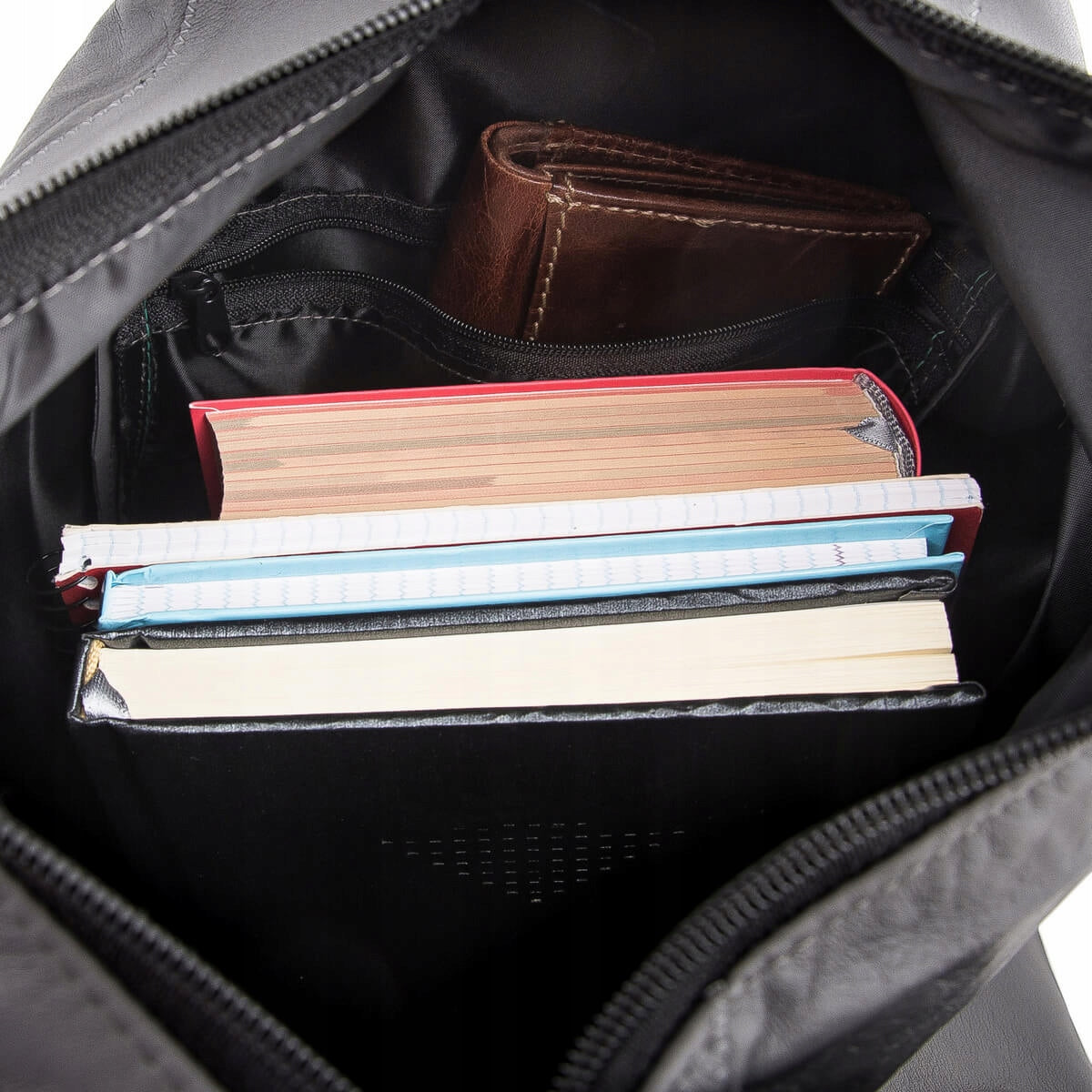 Women's Backpack Leather Elegant Black Genuine Leather Rene Belveder Brand Belveder