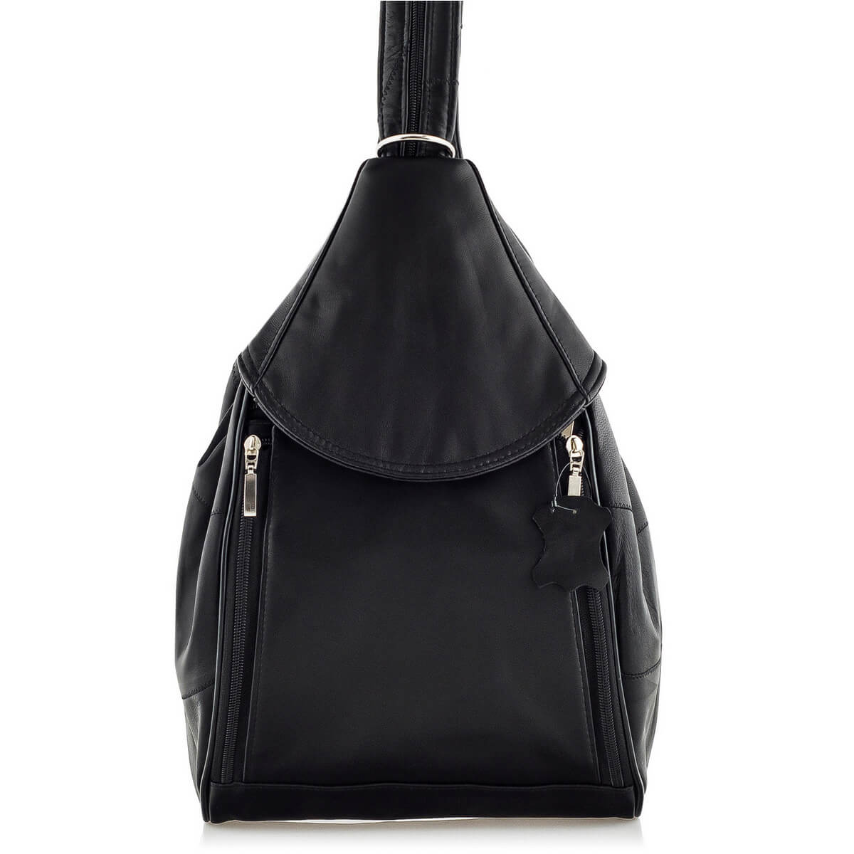 Women's Backpack Leather Elegant Black Genuine Leather Rene Belveder